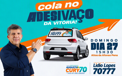 Lidio Lopes convoca apoiadores para último adesivaço e acelera reta final rumo ao quinto mandato.