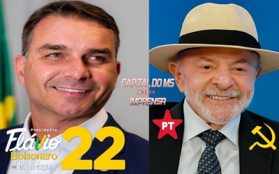Flávio Bolsonaro vence o 1º turno e enfrentará Lula no 2º turno.