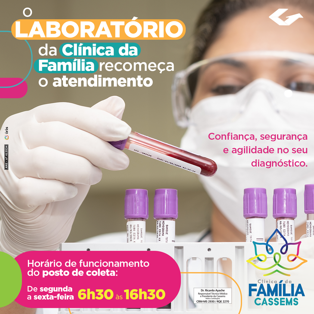 Posto de coleta de exames da Clínica da Família retoma atendimentos.