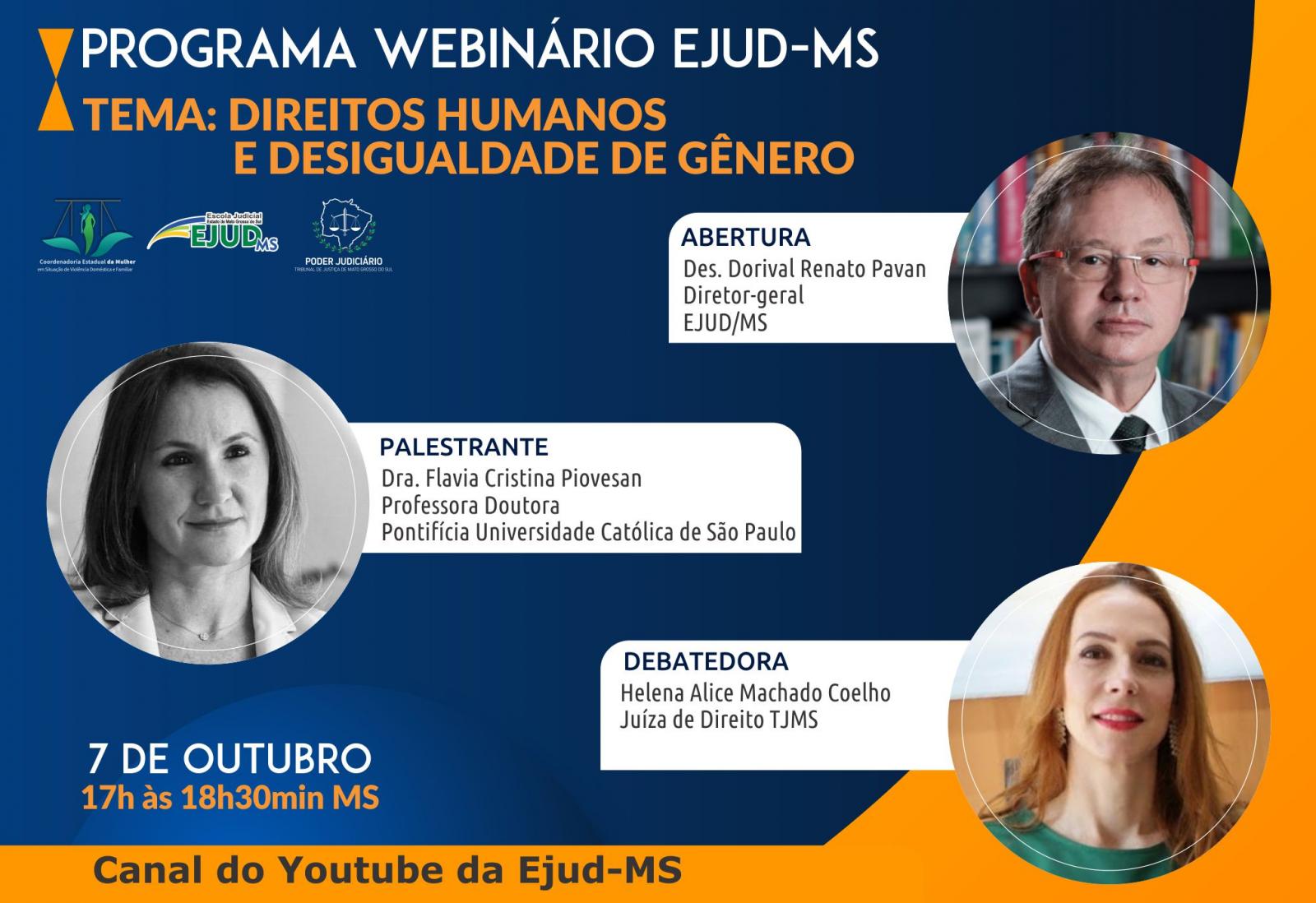 Participe do Programa Webinário Ejud-MS: “Direitos Humanos e Desigualdade de Gênero”.