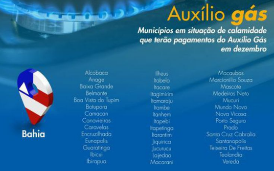 Moradores de cidades em estado de calamidade na Bahia e em Minas Gerais começam a receber o Auxílio Gás