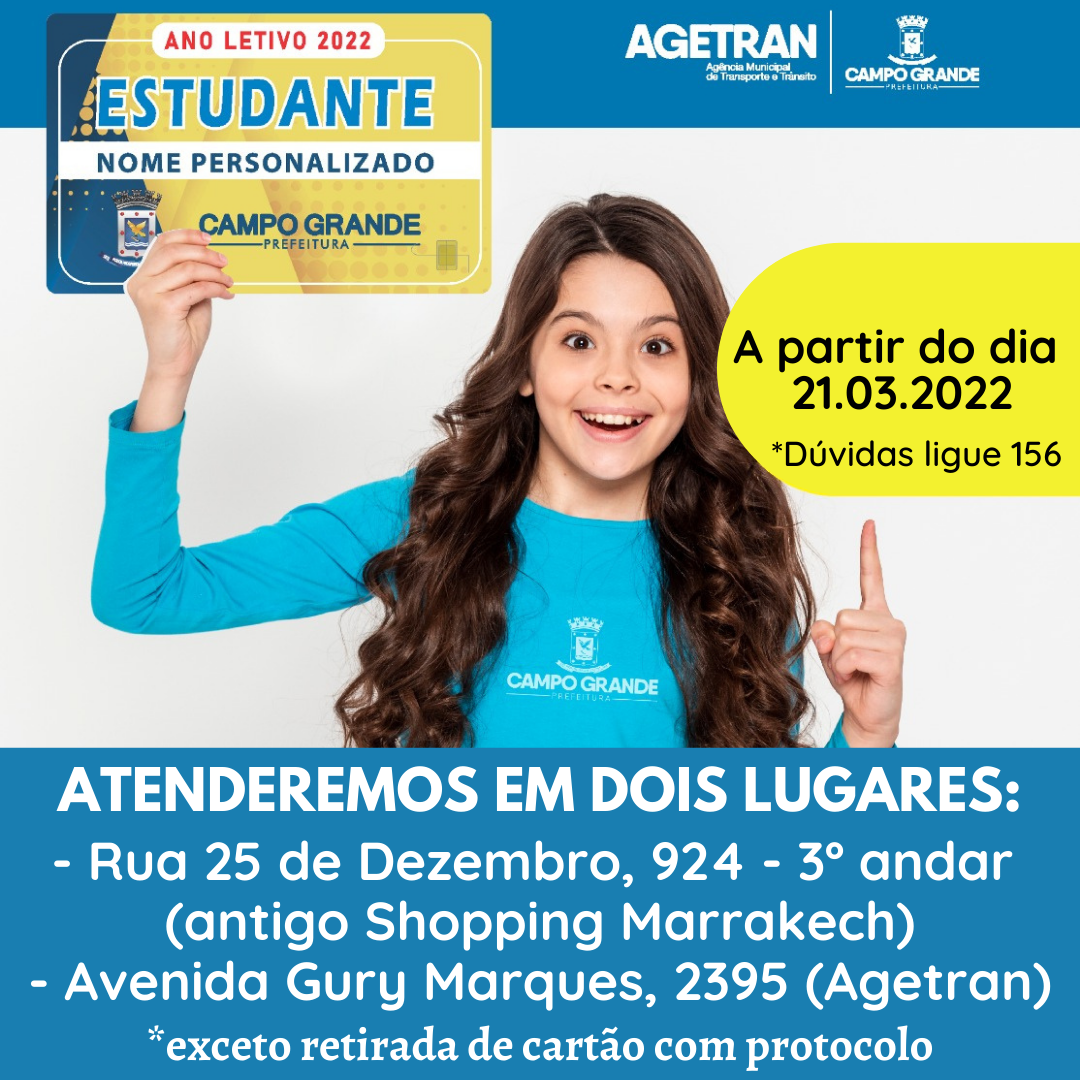 ATENDIMENTO DE PASSE ESTUDANTIL SERÁ EM DOIS ENDEREÇOS.