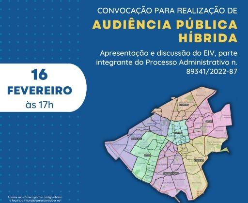Prefeitura convida a população para discussão de estudo e impacto de vizinhança e empreendimento  no chácara cachoeira.