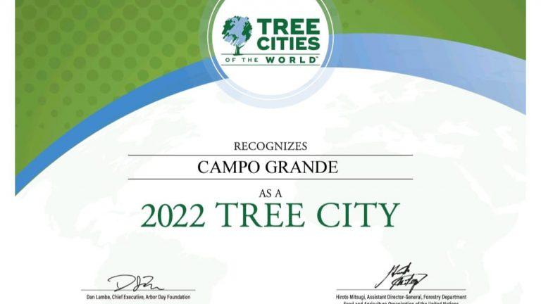 PELO QUARTO ANO CONSECUTIVO CAMPO GRANDE É RECONHECIDA MUNDIALMENTE COMO UMA TREE CITY OF DE WORLD.