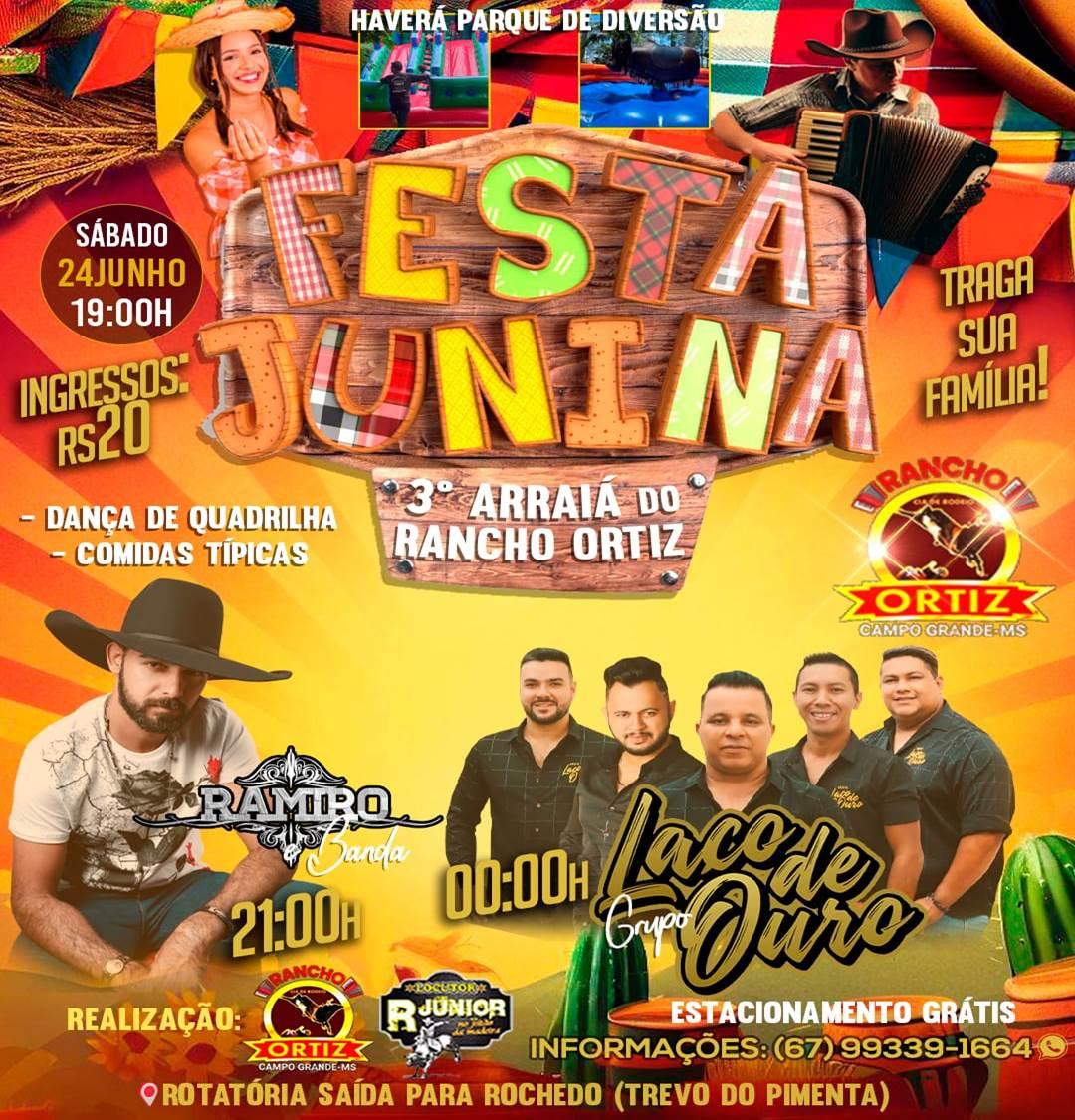 3° Arraiá  do Rancho Ortiz neste sábado dia 24 de junho as 19:00 horas