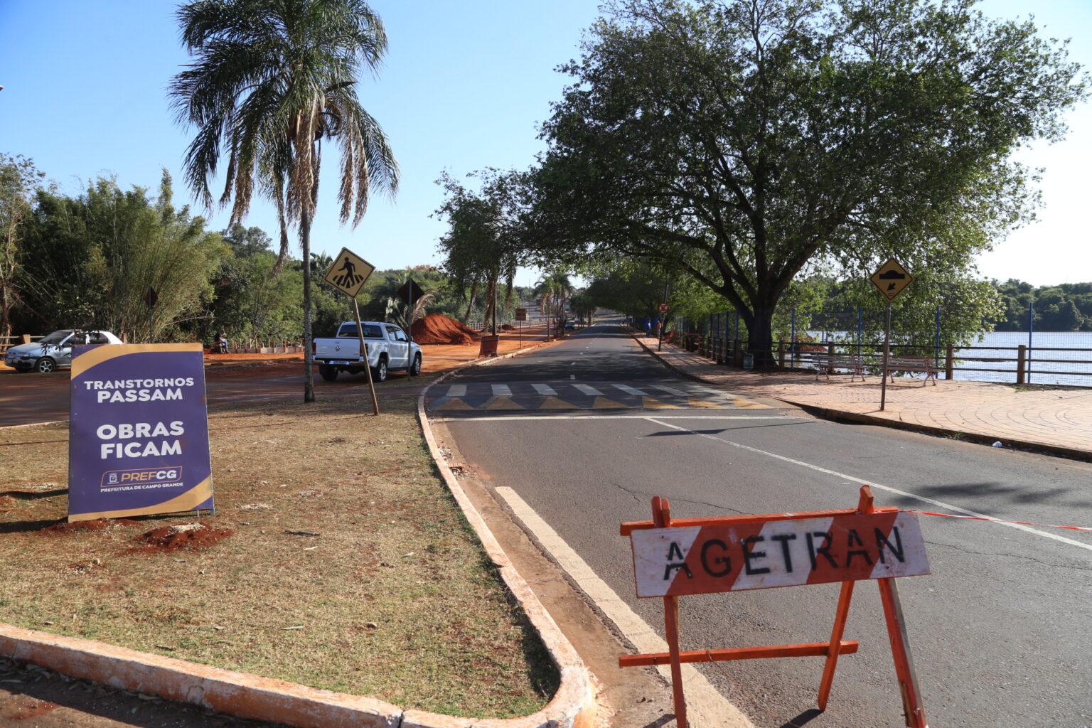Avenida Filinto Muller será interditada para continuação das obras no Lago do Amor.