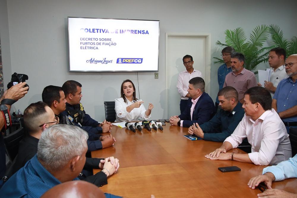 Prefeita Adriane Lopes regulamenta punição e intensifica ações sobre a comercialização de fios de cobre furtados.