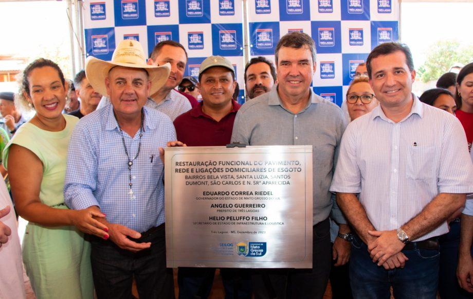 O Governador Eduardo Riedel inaugura, e visita obras estratégicas em Três Lagoas, destacando parceria entre Estado e Município.