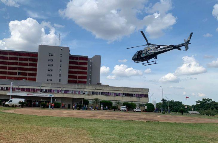 Com uso de helicóptero, HRMS e Sejusp auxiliam treinamento de hospital da Capital. 
