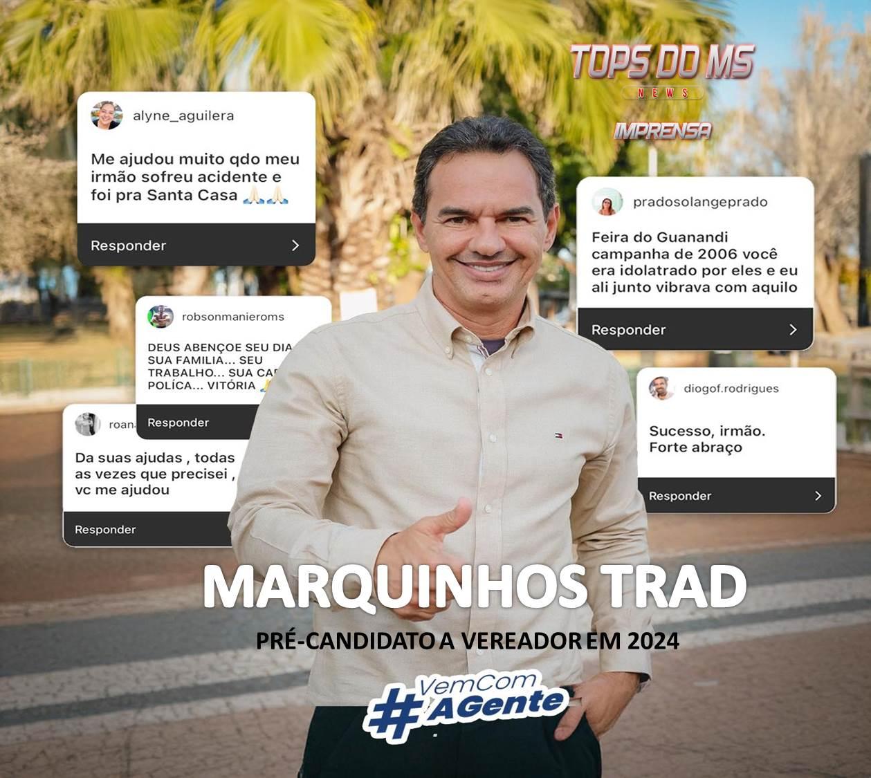 Marquinhos Trad lidera pesquisa para vereador em Campo Grande, Trad pode ser o candidato mais bem votado nas eleições 2024.