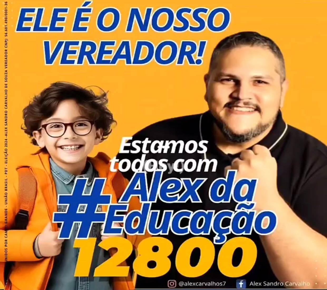 Alex da Educação candidato a vereador por Campo Grande aparece com 20% de intenção de votos validos, passa o vereador Marcos Tabosa que tem só 15%  na nova pesquisa do Ranking.
