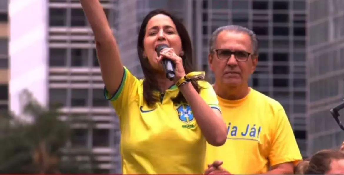 A vice-prefeita de Dourados, Gianni Nogueira (PL) comemora ser única de Mato Grosso do Sul a discursar em evento que pediu anistia na Paulista.