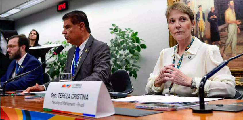 No Fórum Brics, Tereza Cristina e Nelsinho Trad criticam medidas protecionistas: ‘Ameaçam a paz’