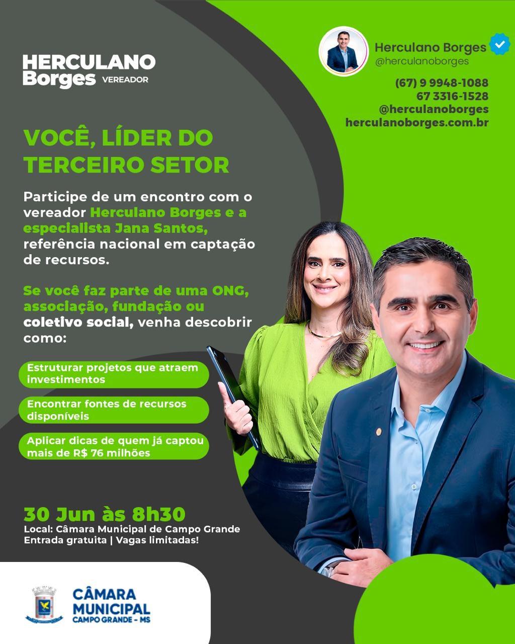 Curso gratuito promovido por Herculano Borges vai capacitar lideranças em captação de recursos para projetos sociais e esportivos.