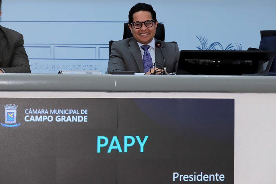 Papy é reeleito presidente da Câmara de Campo Grande com 18 meses de antecedência.