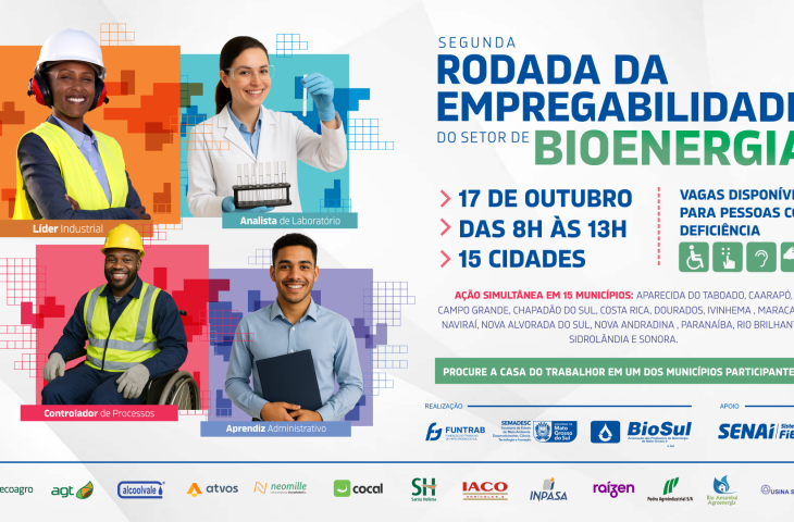 Bioenergia: rodada de empregabilidade oferece mais de 630 vagas em 15 municípios de MS.
