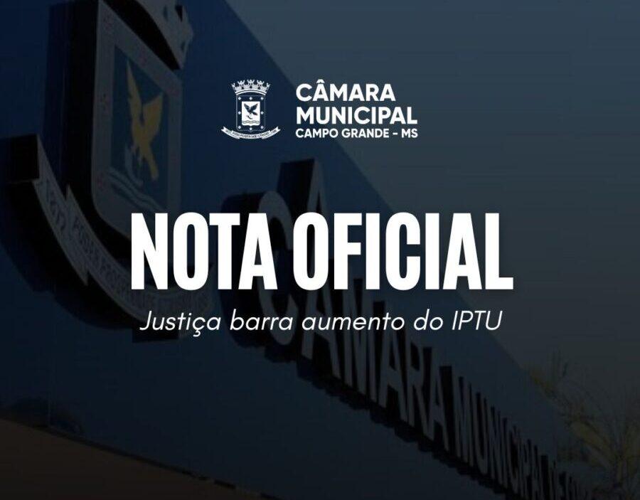 Nota Oficial da Câmara Municipal sobre o IPTU 2026.