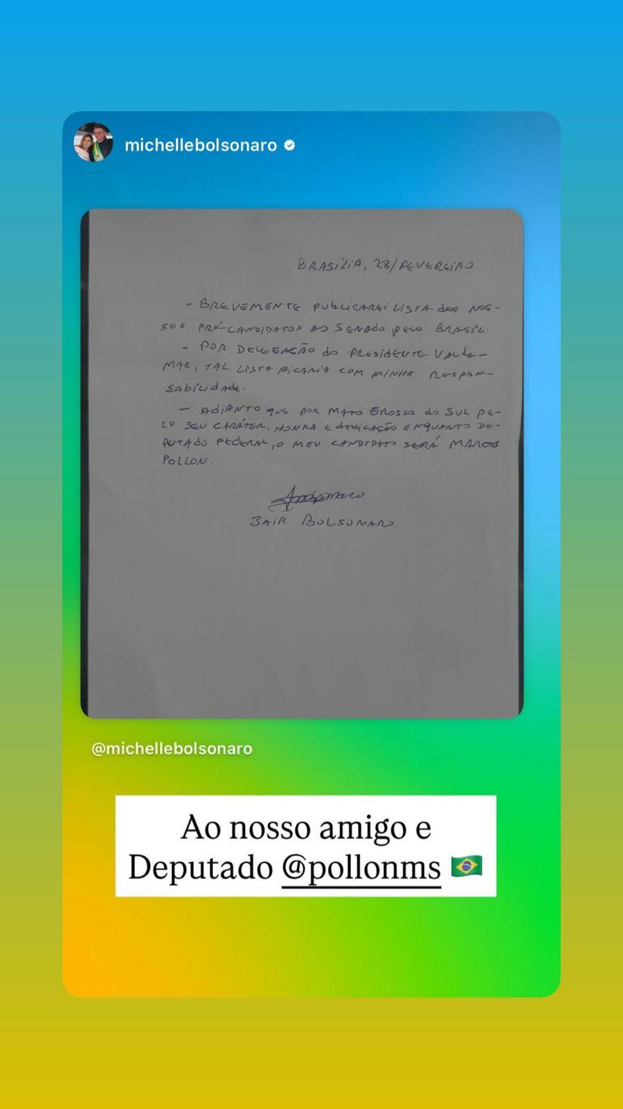 Indicado pelo ex presidente Jair Messias Bolsonaro, Pollon anuncia pré-candidatura ao Senado pela direita em Mato Grosso do Sul. Indicado pelo ex presidente Jair Messias Bolsonaro, Pollon anuncia pré-candidatura ao Senado pela direita em Mato Grosso do Sul.