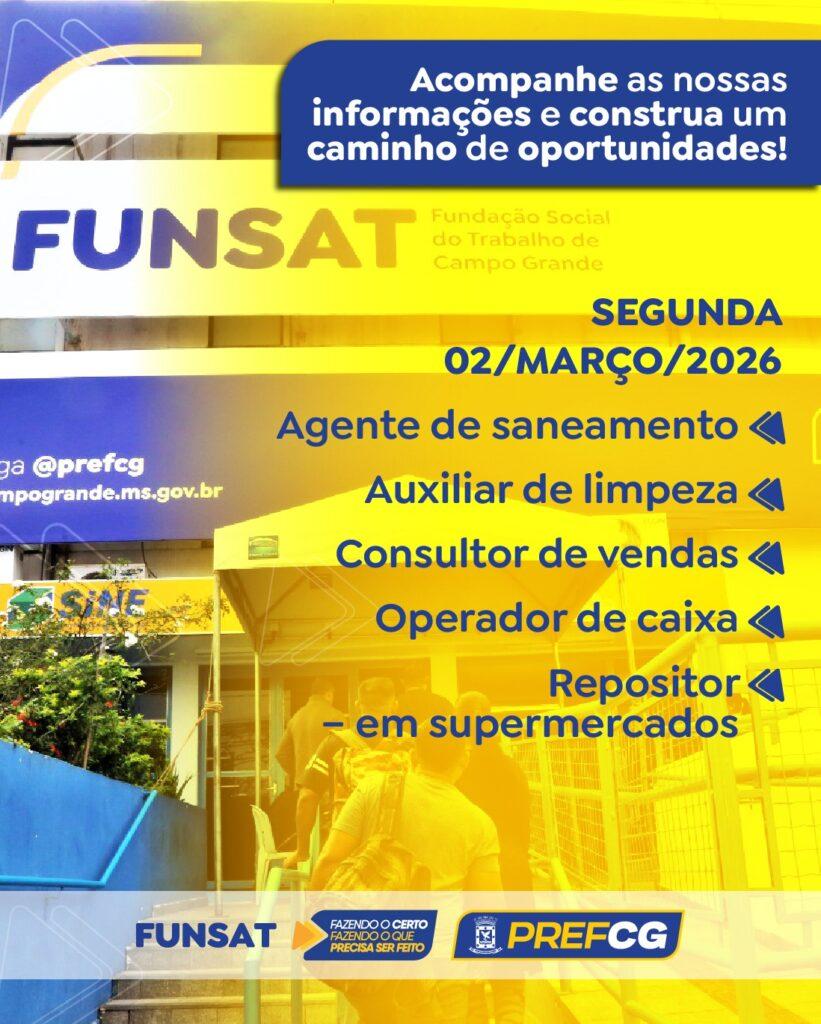 Funsat abre março com 1.324 vagas. Funsat abre março com 1.324 vagas.