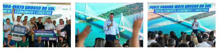 Encontro entre governadores marca entrega de anteprojeto de ponte entre MS e Paraná.