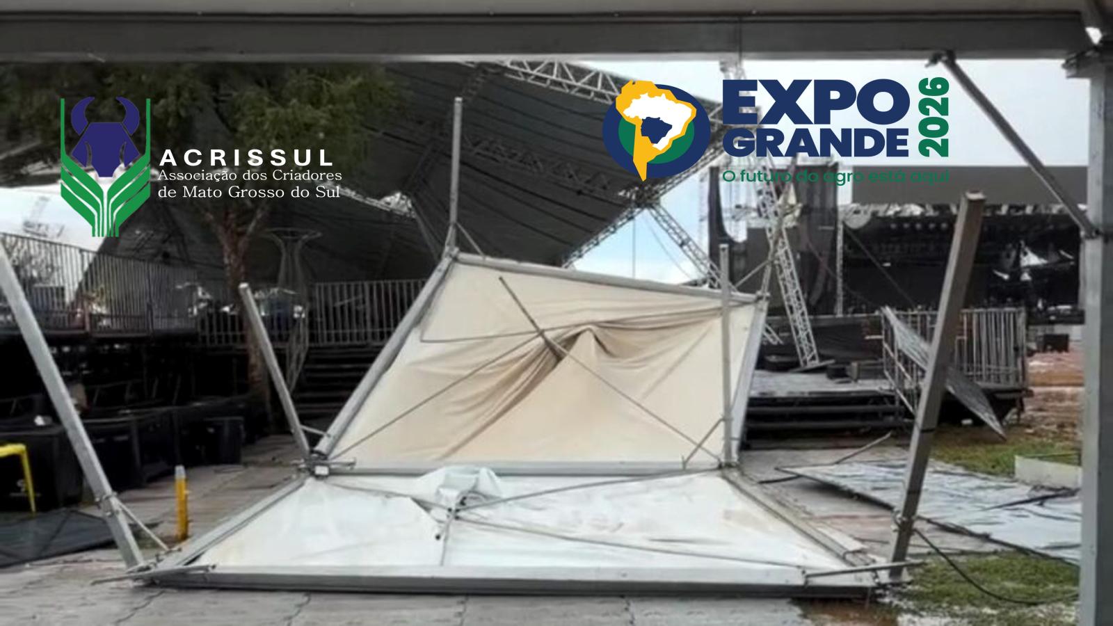 Expogrande tem programação suspensa após tempestade atingir Campo Grande neste domingo dia 19, e hoje dia 20.