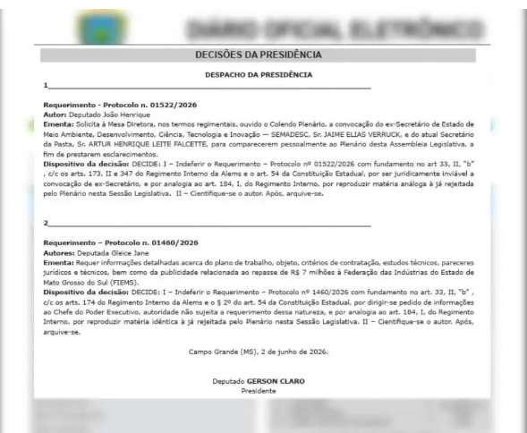 O Deputado João Henrique Catan vai ao Judiciário para expor ‘caixa‑preta’ de acordo de R$ 7 milhões da Fiems.