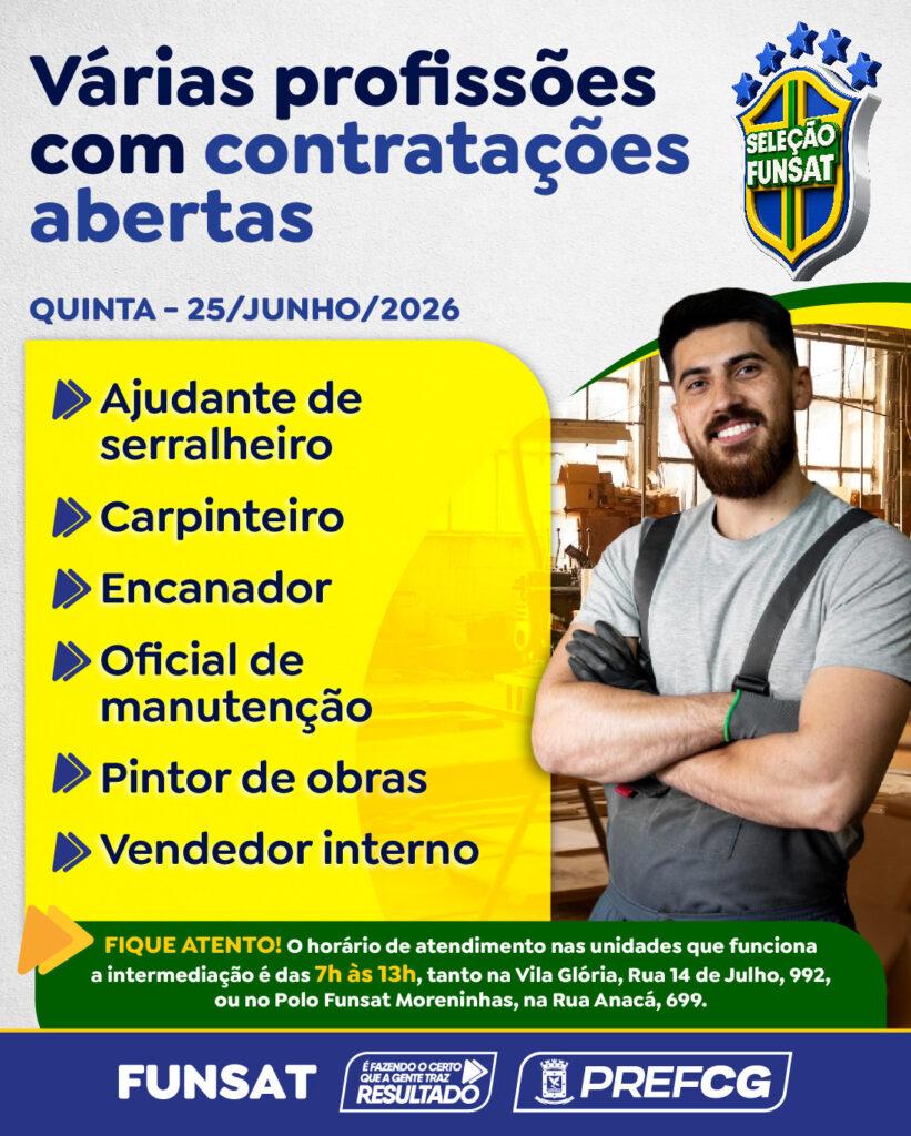 Funsat oferta 897 vagas nesta quinta-feira. Funsat oferta 897 vagas nesta quinta-feira.