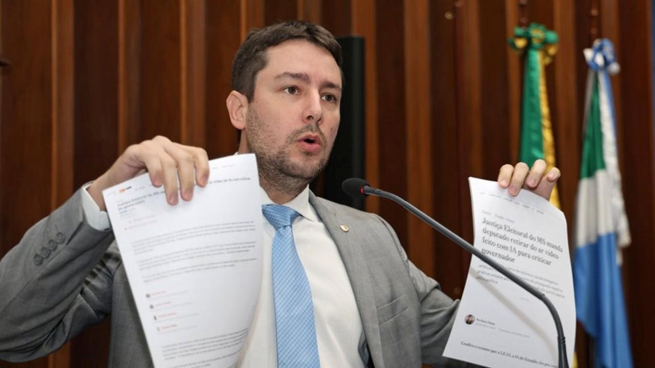 Deputado critica decisão da Justiça Eleitoral de MS que determinou remoção de vídeo.