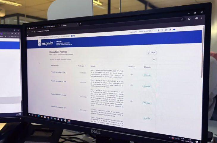 Novo sistema de portarias do Detran-MS amplia transparência e facilita acesso à legislação.