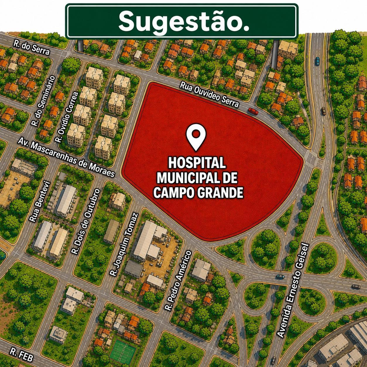 Ronilço Guerreiro sugere área da Ernesto Geisel com Mascarenhas de Moraes para futuro Hospital Municipal.