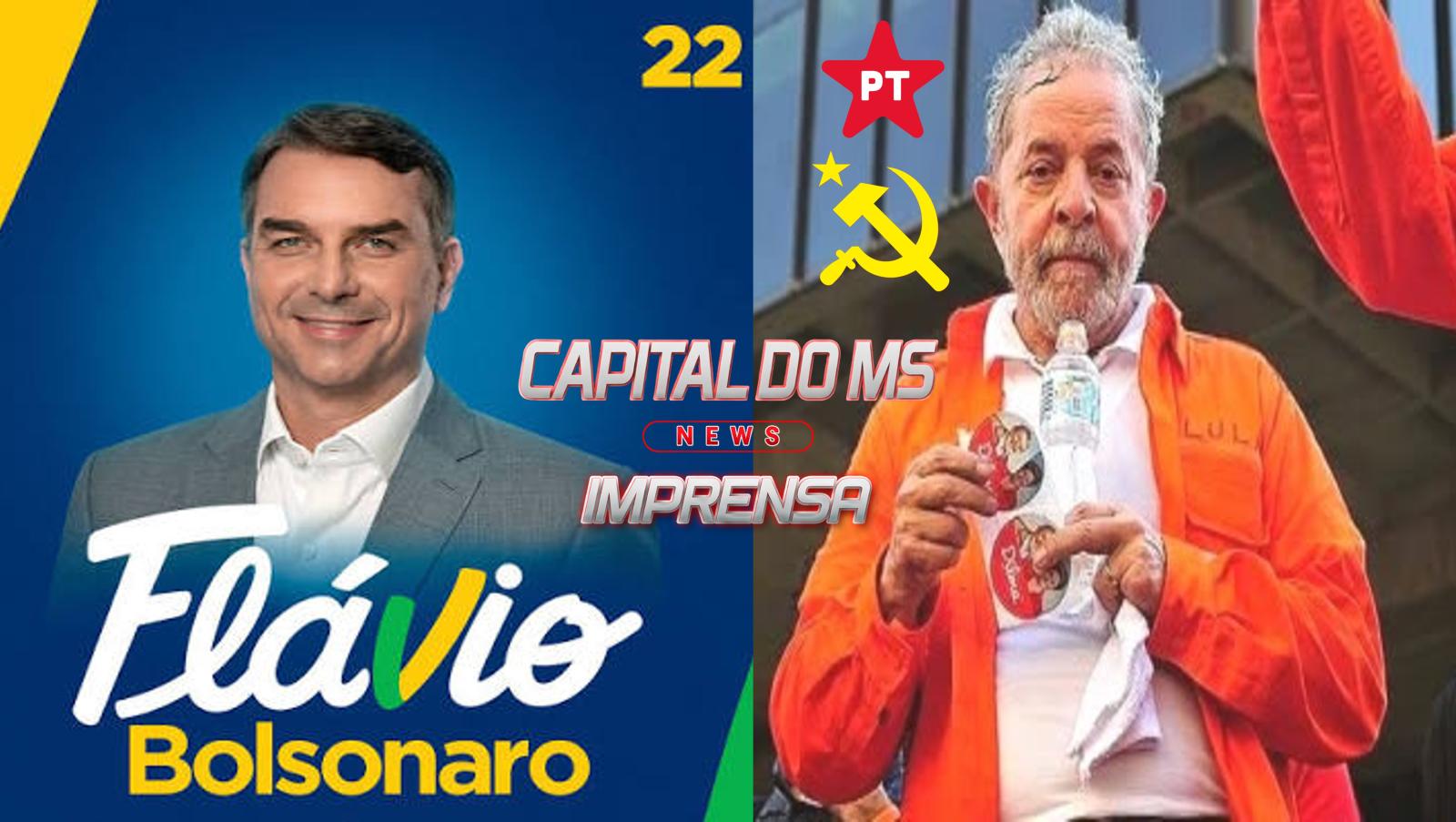 Flávio Bolsonaro lidera corrida em Mato Grosso do Sul com 40%, enquanto Lula marca 32%, diz pesquisa Ranking.