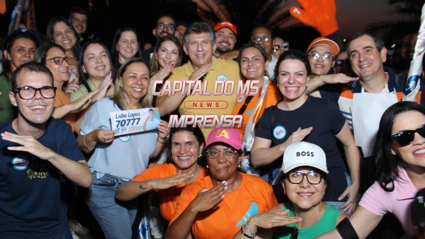 “Lídio Lopes celebra adesivagem na Afonso Pena e destaca apoio popular rumo ao quinto mandato”.