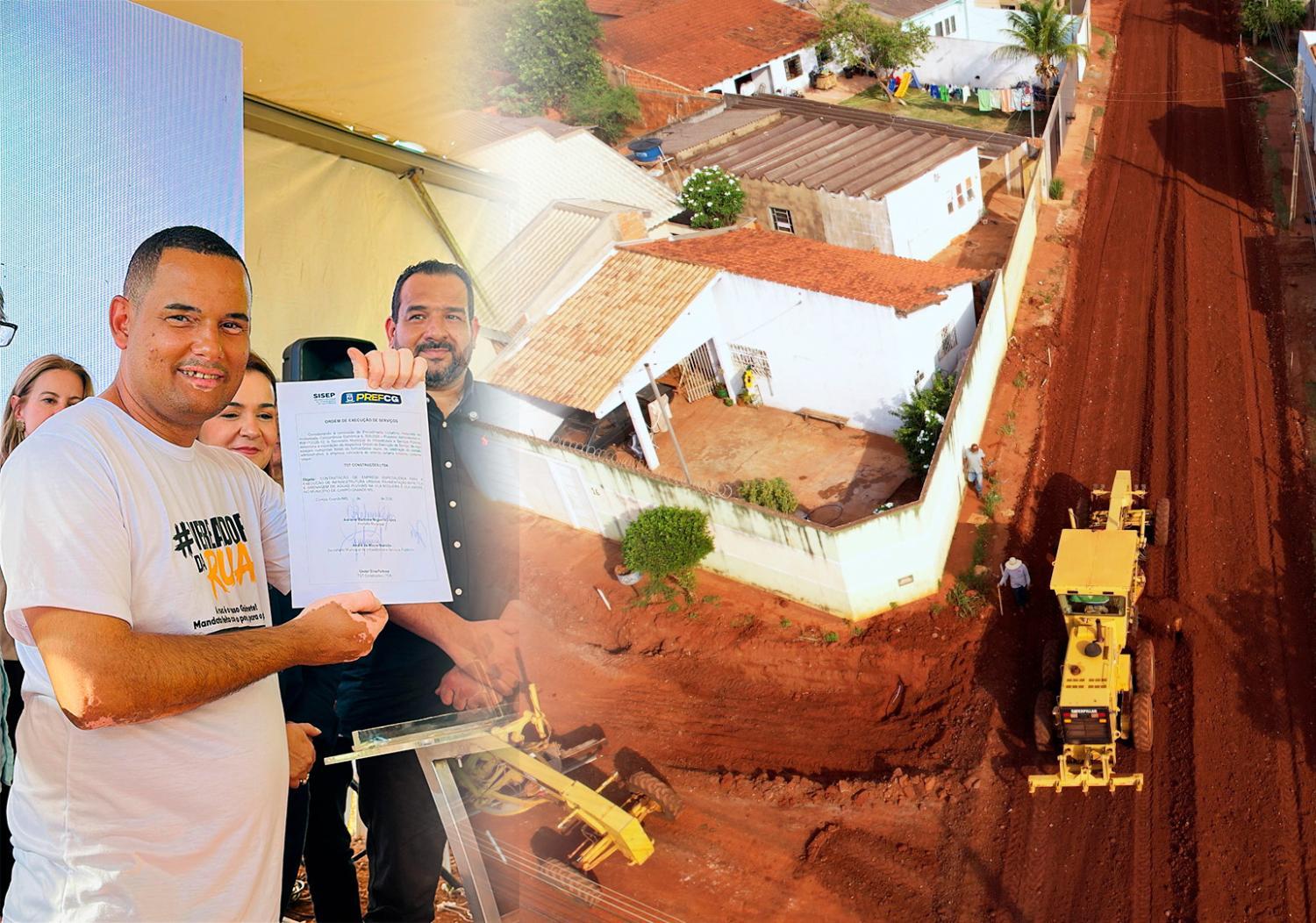 Wilson Lands acompanha lançamento de obras de asfalto nas Vilas Nogueira e Aimoré.
