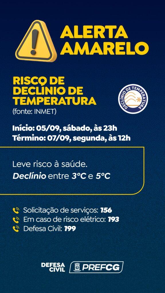 Defesa Civil alerta para queda de temperatura na Capital.
