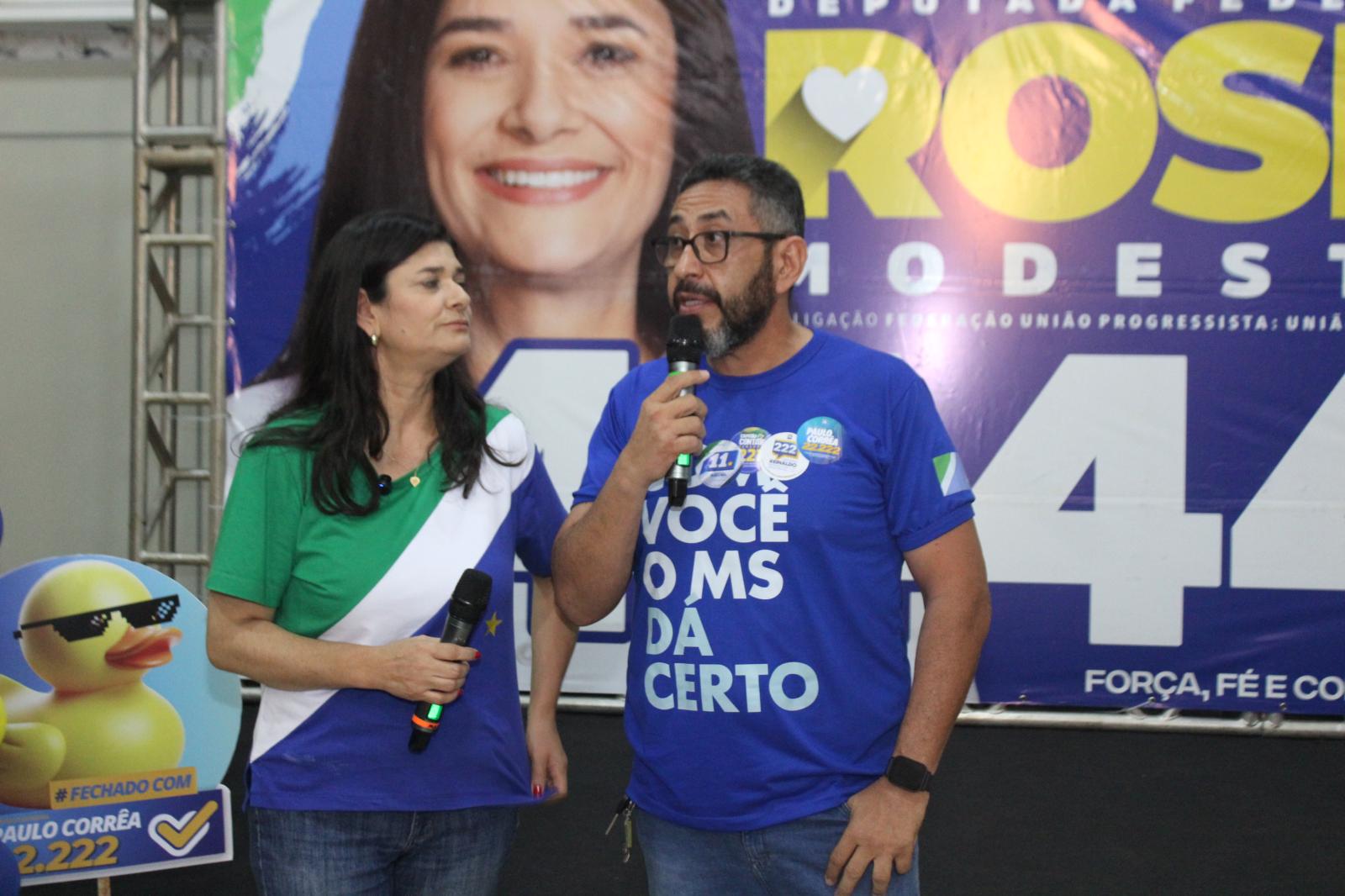 “Paulo Corrêa declara apoio a Rose Modesto e reforça propostas para reeleição em reunião no comitê.” “Paulo Corrêa declara apoio a Rose Modesto e reforça propostas para reeleição em reunião no comitê.”