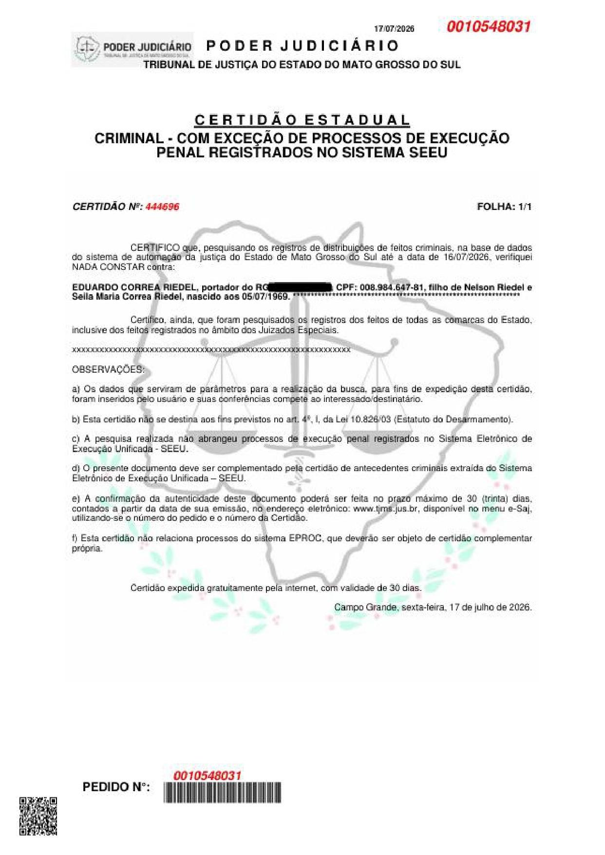 Acusação de genocídio contra Riedel feita por Daniel Lemes é considerada improcedente. Acusação de genocídio contra Riedel feita por Daniel Lemes é considerada improcedente.