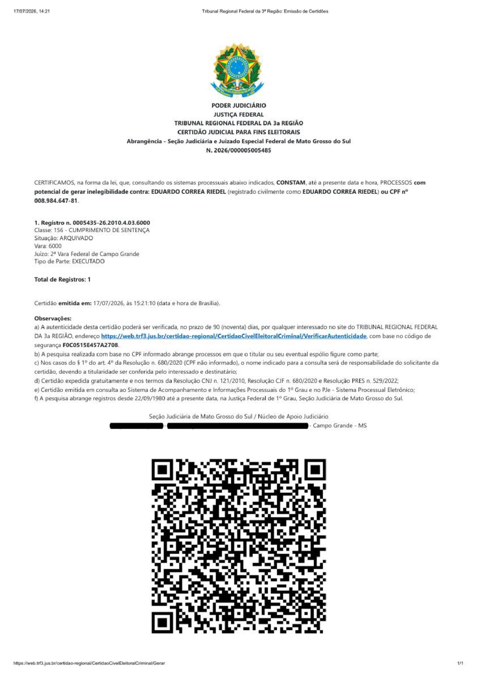 Acusação de genocídio contra Riedel feita por Daniel Lemes é considerada improcedente. Acusação de genocídio contra Riedel feita por Daniel Lemes é considerada improcedente.