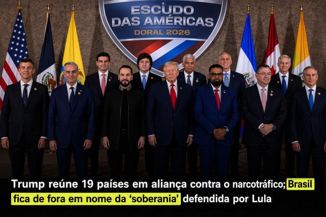 Brasil fica fora de aliança liderada por Trump contra narcotráfico nas Américas.
