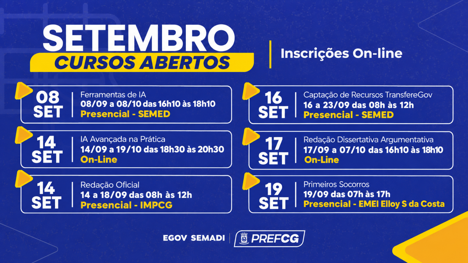 Egov abre vagas em seis cursos de capacitação na Capital.