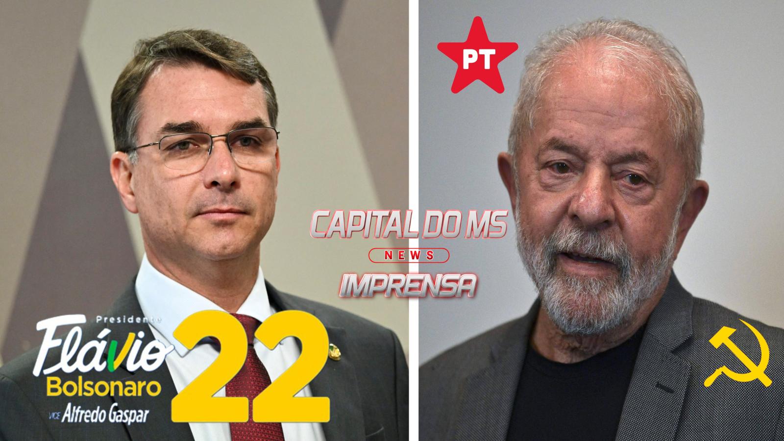 Flávio Bolsonaro abre vantagem e alcança 53% da intenção de votos contra 47% de Lula.