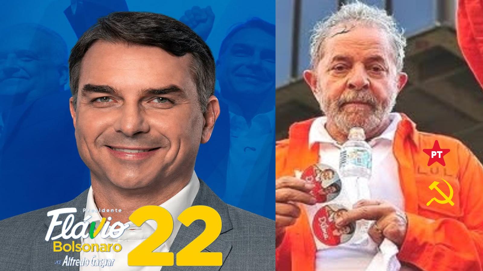 Nova pesquisa BTG/Nexus: Flávio Bolsonaro aparece à frente com  50,3% da intenção de votos validos, contra 49,7% de Lula.