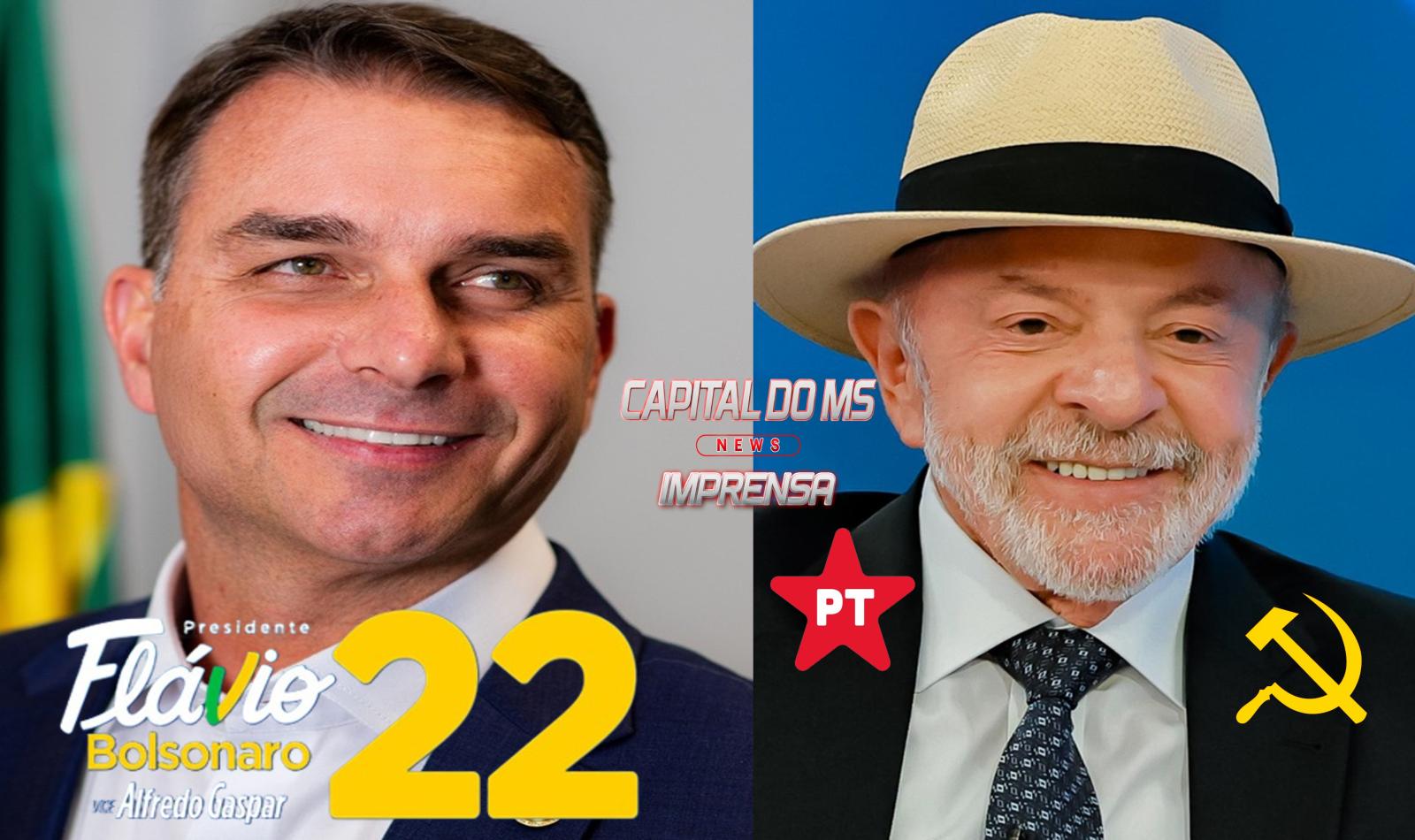 Flávio Bolsonaro vence o 1º turno e enfrentará Lula no 2º turno.