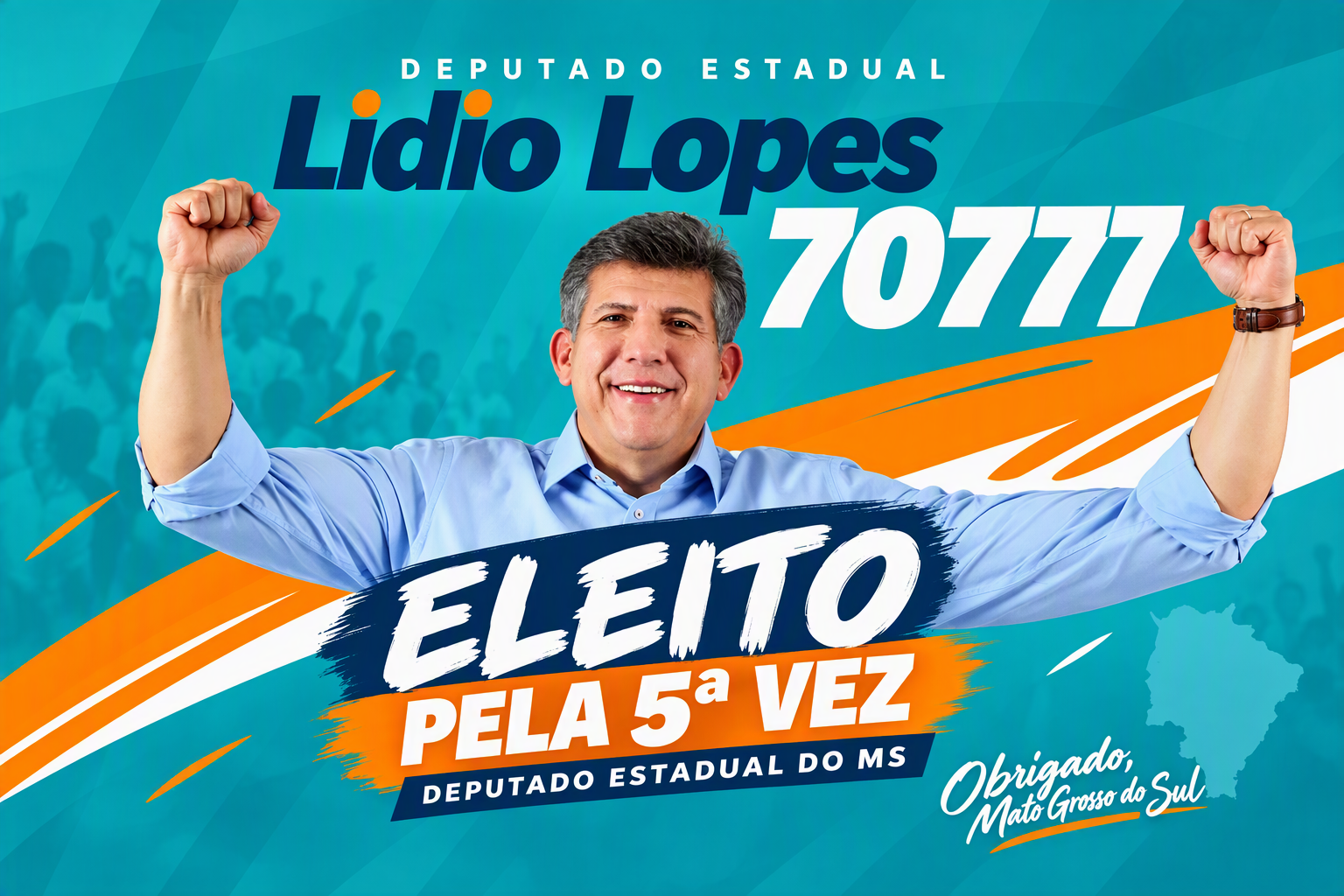 Lidio Lopes é reeleito para o quinto mandato com 20.801 votos e reforça compromisso com Mato Grosso do Sul.