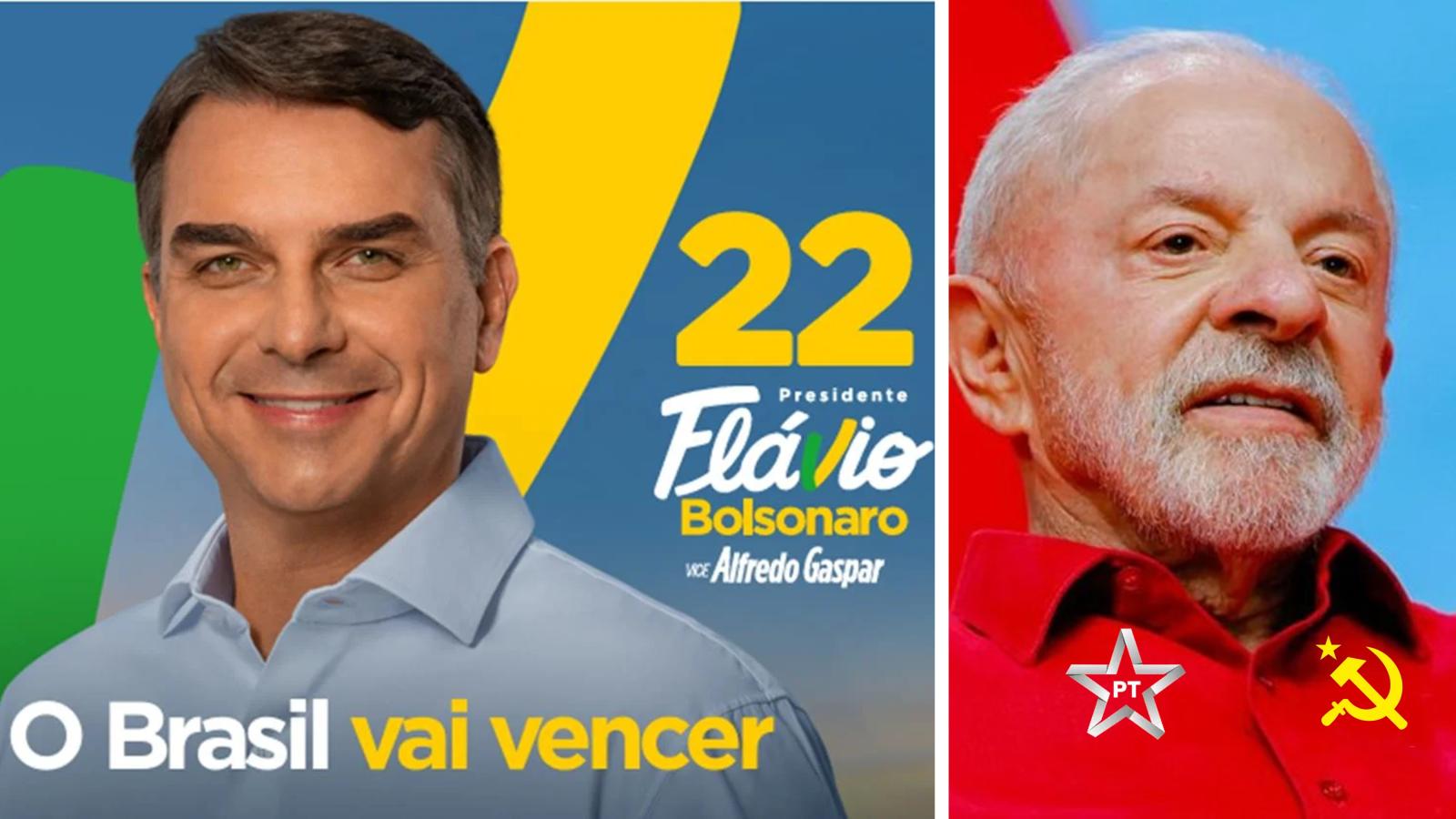 Nova Pesquisa Real Time: aponta Flávio Bolsonaro à frente com 52% dos votos validos, contra 48% de Lula. 